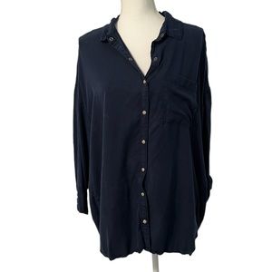 Zara Oversized Hi-low Hem Button Up Shirt - Sz S